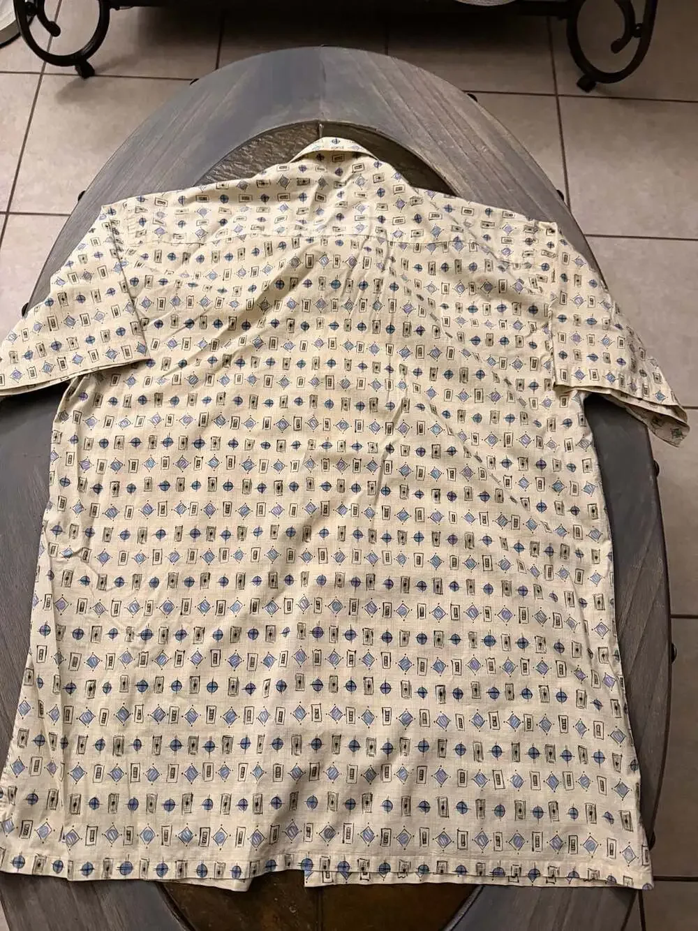 Burma Bibas 100% Cotton Geometric Print Short Sleeve Shirt Men's Medium
